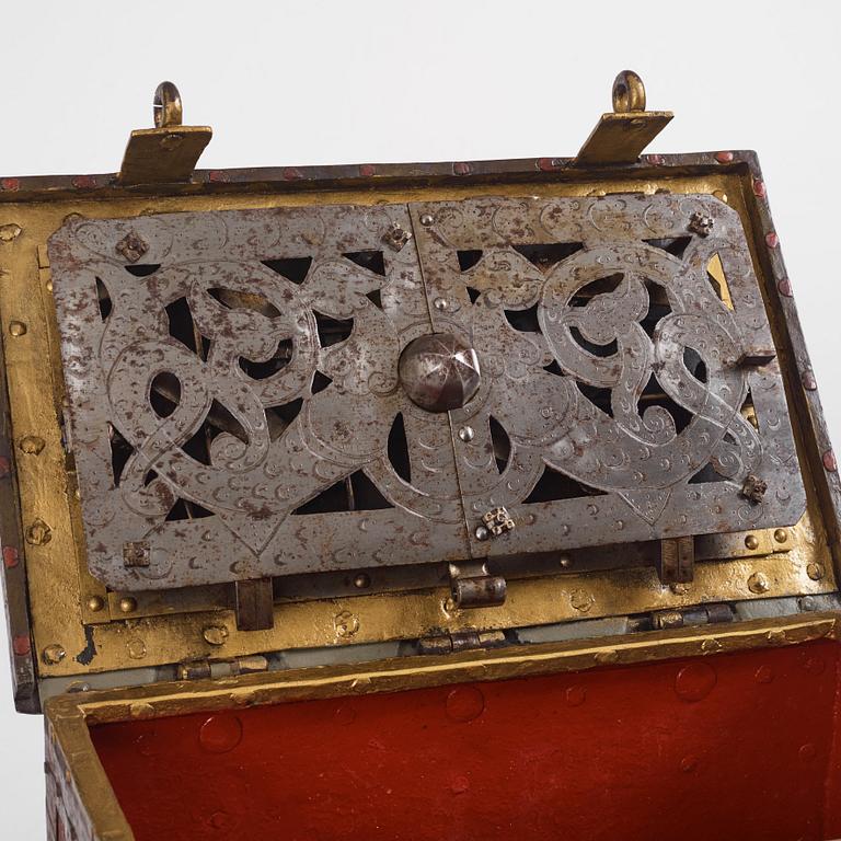 A Baroque German presumably Nuremberg iron 'Armada' chest, later part of the 17th century.