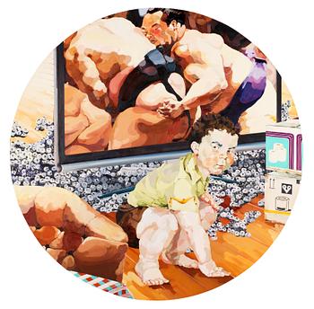 360. Tomoko Atsuchi, TOMOKO ATSUCHI. Oil on canvas laid down on panel. Executed in 2007.  Tondo.