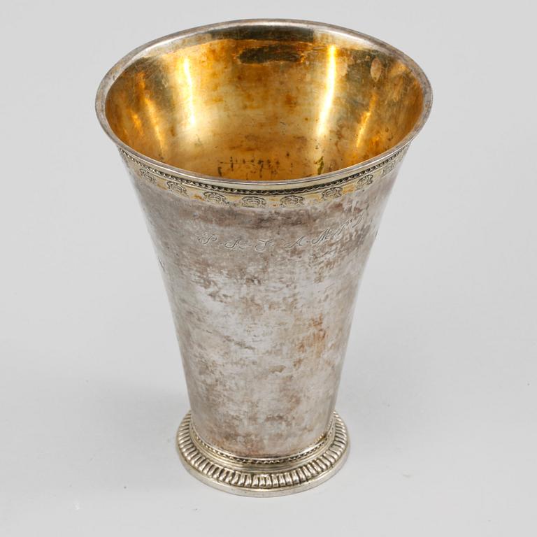 BÄGARE, silver, Nils Trybom, Linköping, 1765, vikt 253 gram.