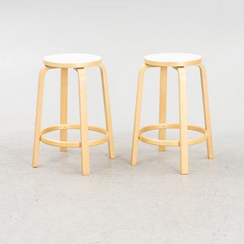 Alvar Aalto, bar stools, a pair, model 64, Artek 2006.