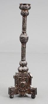 ALTARLJUSSTAKE, silver, barockstil, Tyskland, 1800-tal.