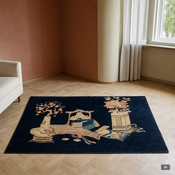 A semi-antique Baotou rug, approx. 185 x 122 cm.