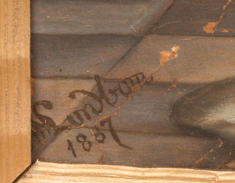 OKÄND KONSTNÄR, signerad Lundbohm daterad 1887, olja på papper på duk.