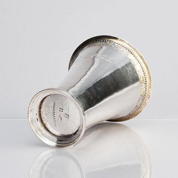 A Swedish 18th century parcel-gilt silver beaker, mark of Lorens Stabeus, Stockholm 1749.
