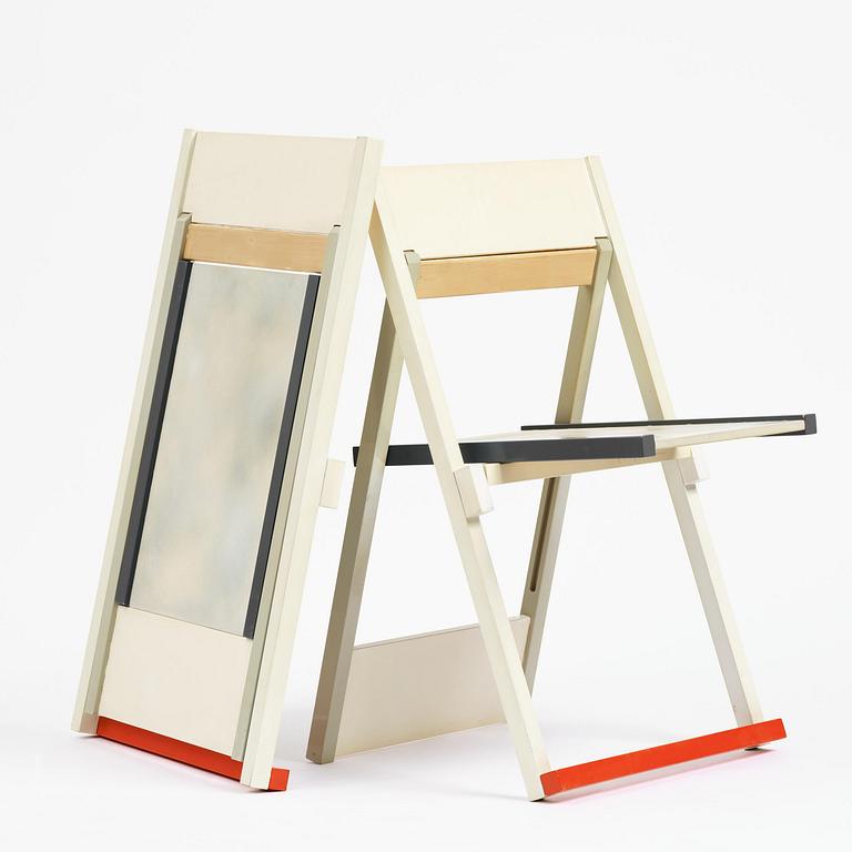 Igor Cronsioe, a pair of "Sudden Seat" folding chairs, Futura Gallery, Stockholm, 1983.