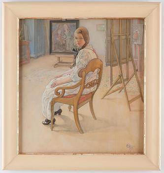 Carl Larsson, "Brudtärna" / "Ateljéinteriör" (Bridesmaid / Studio interior).