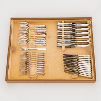 A 112-piece set of silver cutlery in lined wooden box, 'Chippendale', Kultakeskus, Hämeenlinna 1951-2006.