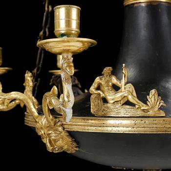 An Empire early 19th century nine-light hanging lamp.