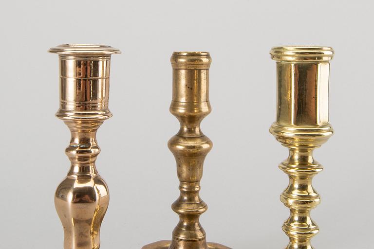 Three late baroque 18th century candlesticks.