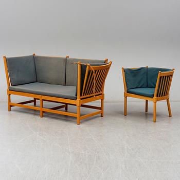 A "Tremme" sofa and armchair, designed by Børge Mogensen, Fritz Hansen, second half of the 20th century.