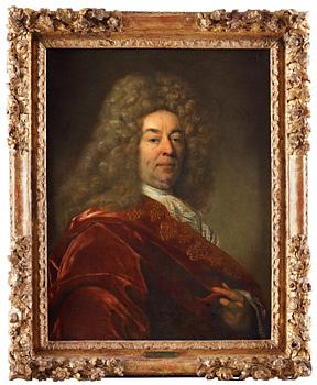 Nicolas de Largilliere Hans krets, Man i allongeperuk och röd mantel.