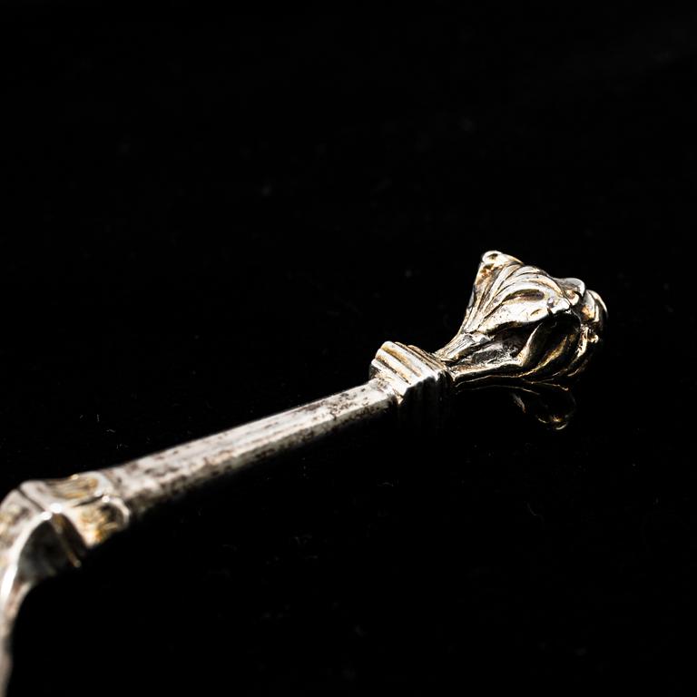 A Swedish 16th century parcel-gilt silver spoon, unmarked.