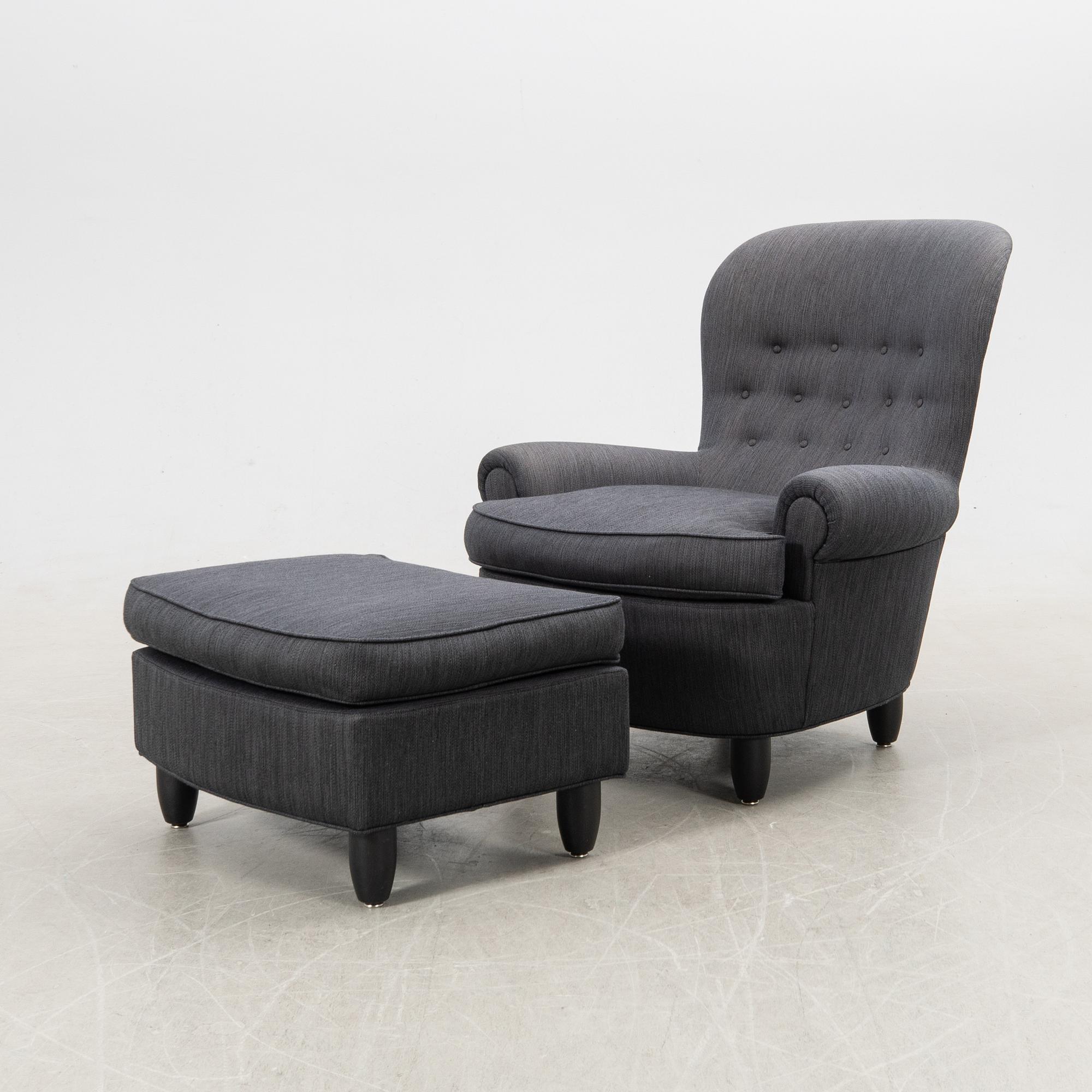 Carl Malmsten, armchair with footstool, "The Giant Toad", O. H. Sjögren, Tranås, 2015.