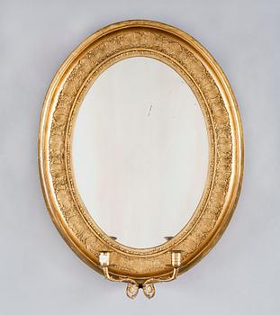 SPEGELLAMPETTER, ett par, av Gustaf Holm (spegel- och ljuskronefabrikör i Stockholm 1834-ca 1850).