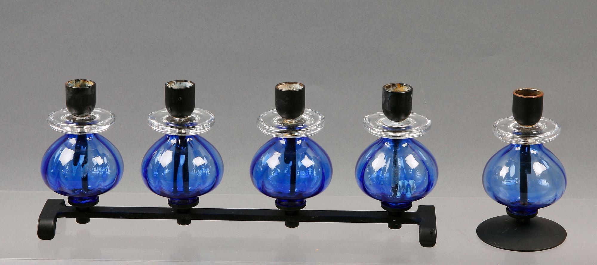 ADVENTSLJUSSTAKE samt LJUSSTAKE, glas och smidesjärn, Erik Höglund, Boda.