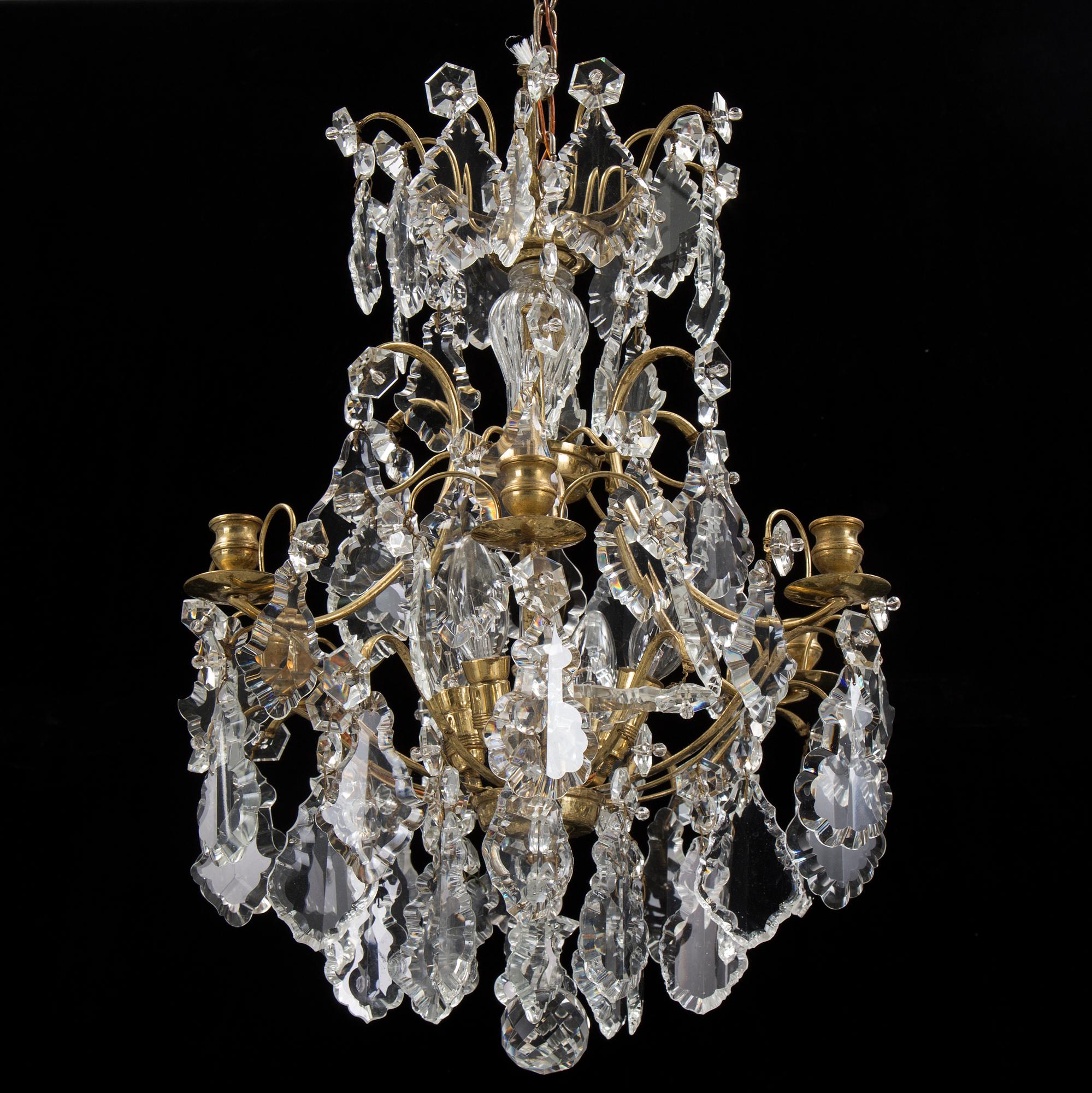 A Rococo style chandeleir, second half of the 20th century. Height ca 56 cm.