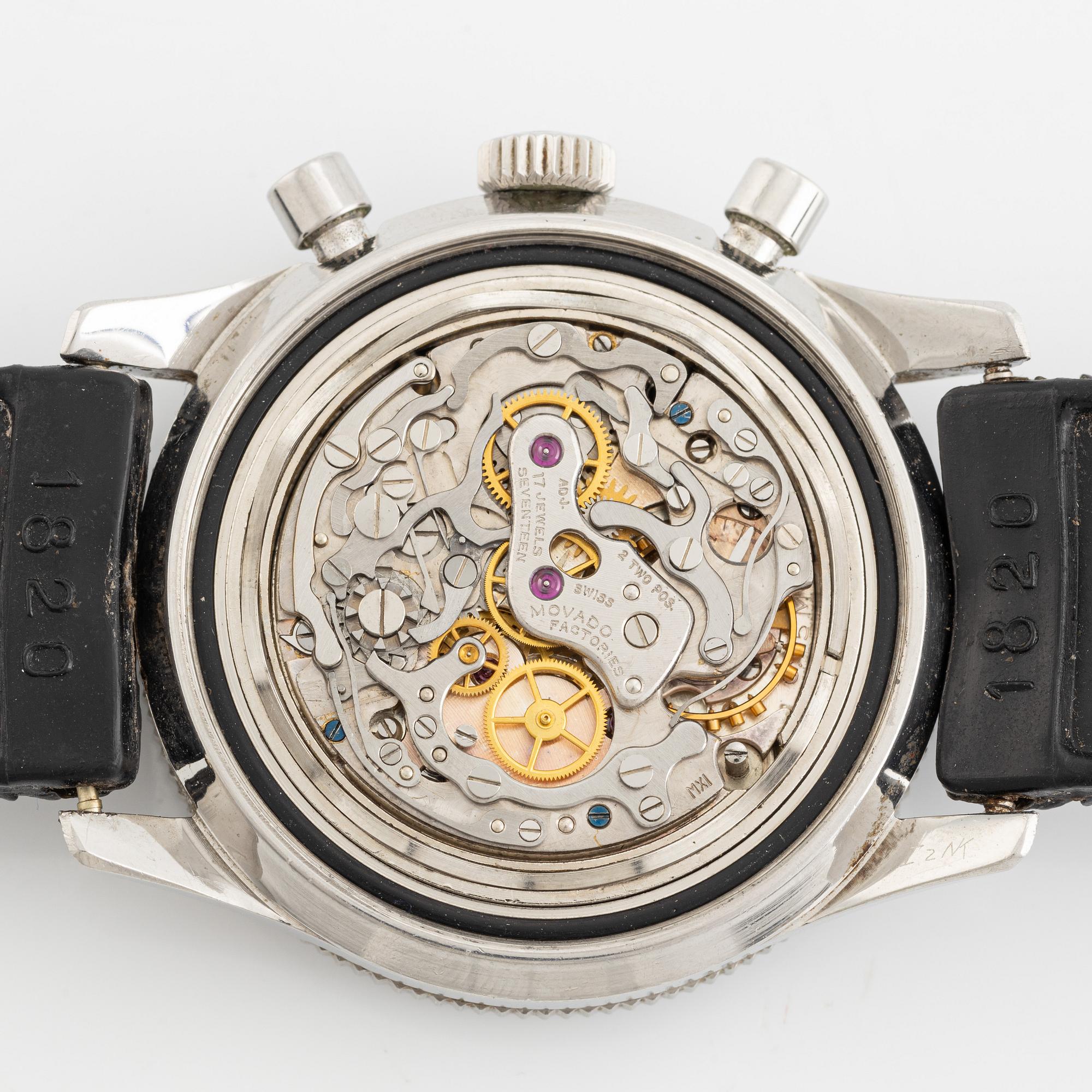Movado, Super Sub-Sea, "M95", "Snake Hands", chronograph, ca 1965.