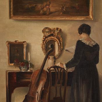 Carl Holsoe, Interior with woman and cello.