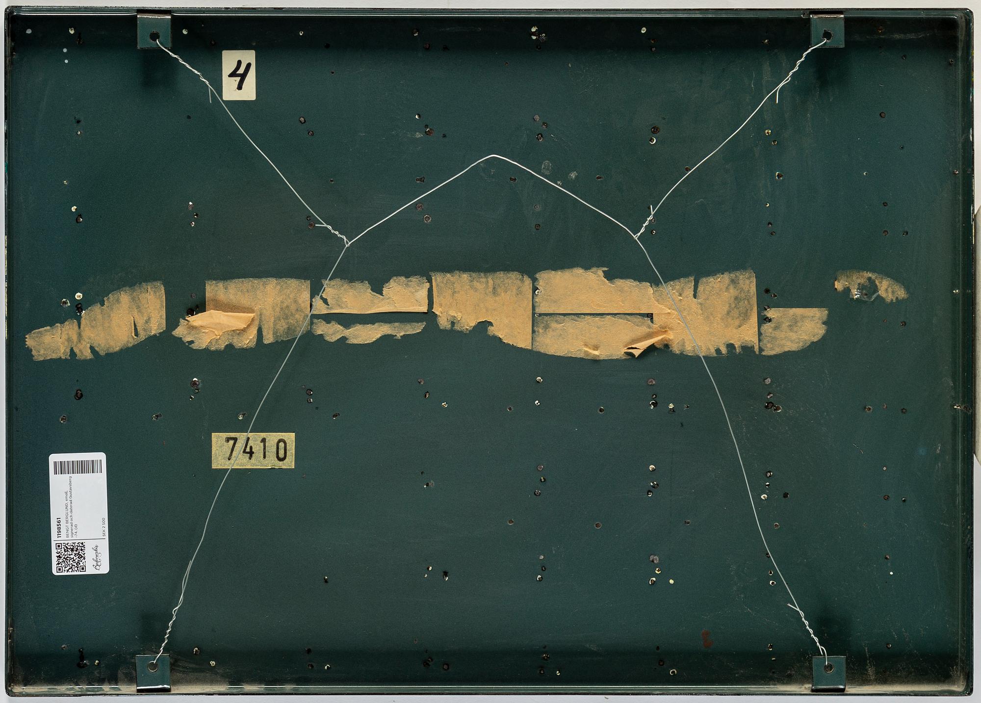 BENGT BERGLUND, enamel, signed and dated Gustavsberg -74.