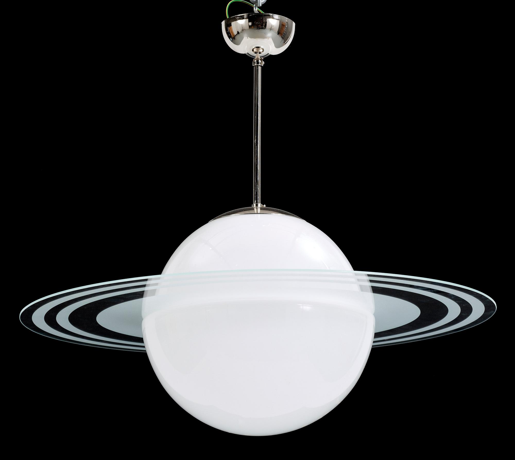TAKLAMPA, glas, "Saturnus", 1940/50-tal. Höjd 55 cm.