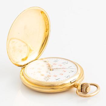 Pocket watch, hunter case, 18K gold, 52.5 mm.