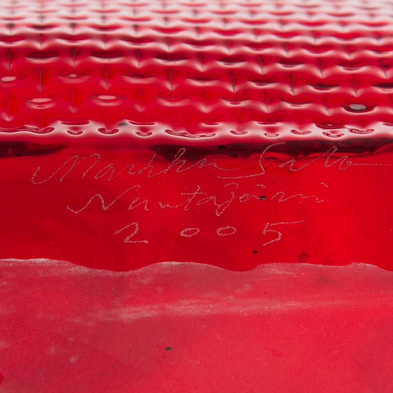 MARKKU SALO, GLASSKULPTUR. Stormvarning. Sign. Markku Salo, Nuutajärvi 2005.