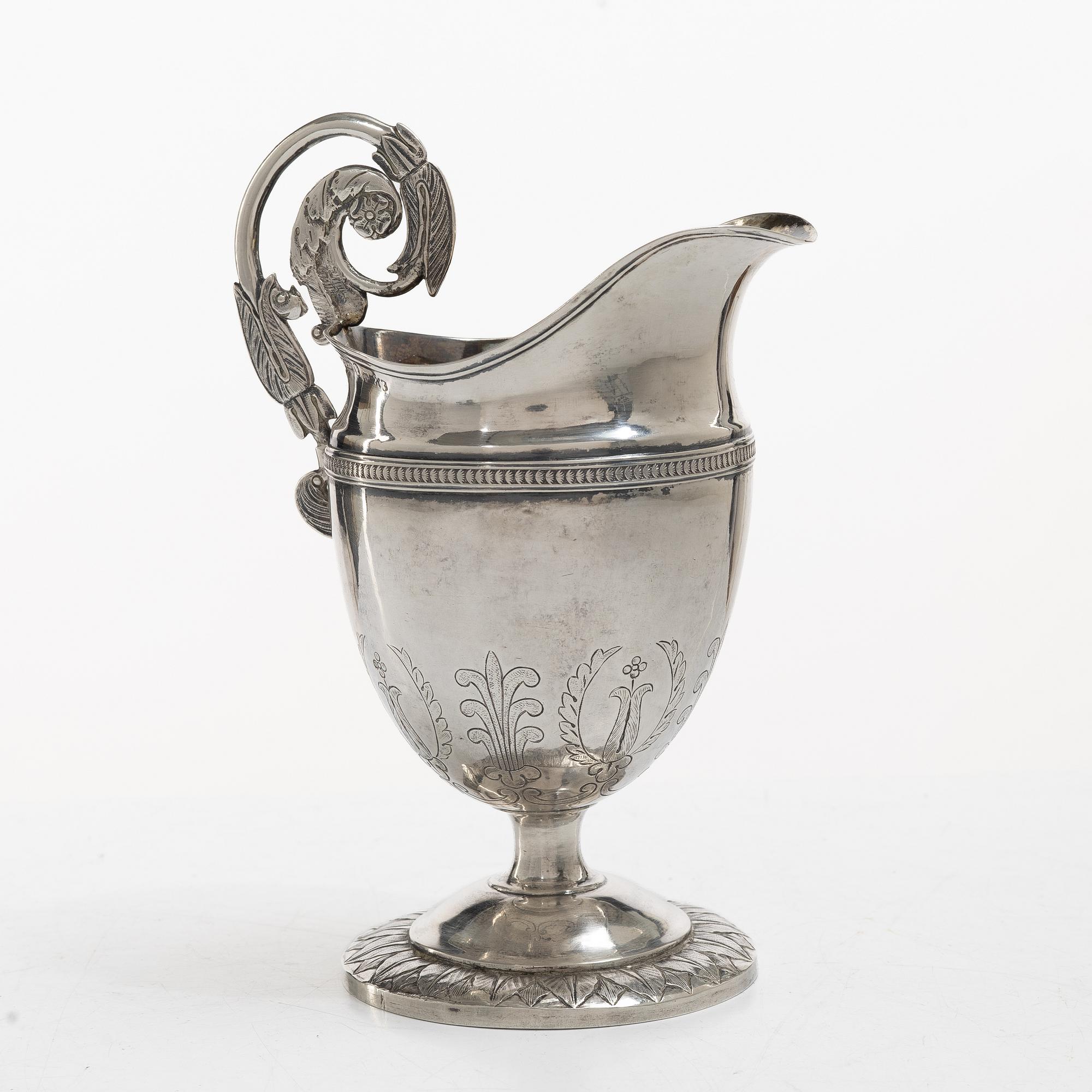 A Swedish early 19th century silver creamer, mark of Carl Petter Lampa, Stockholm 1828.