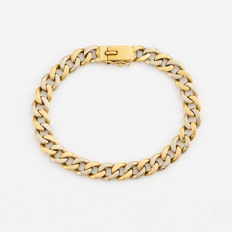 Bracelet 18K gold curb link, two-tone.