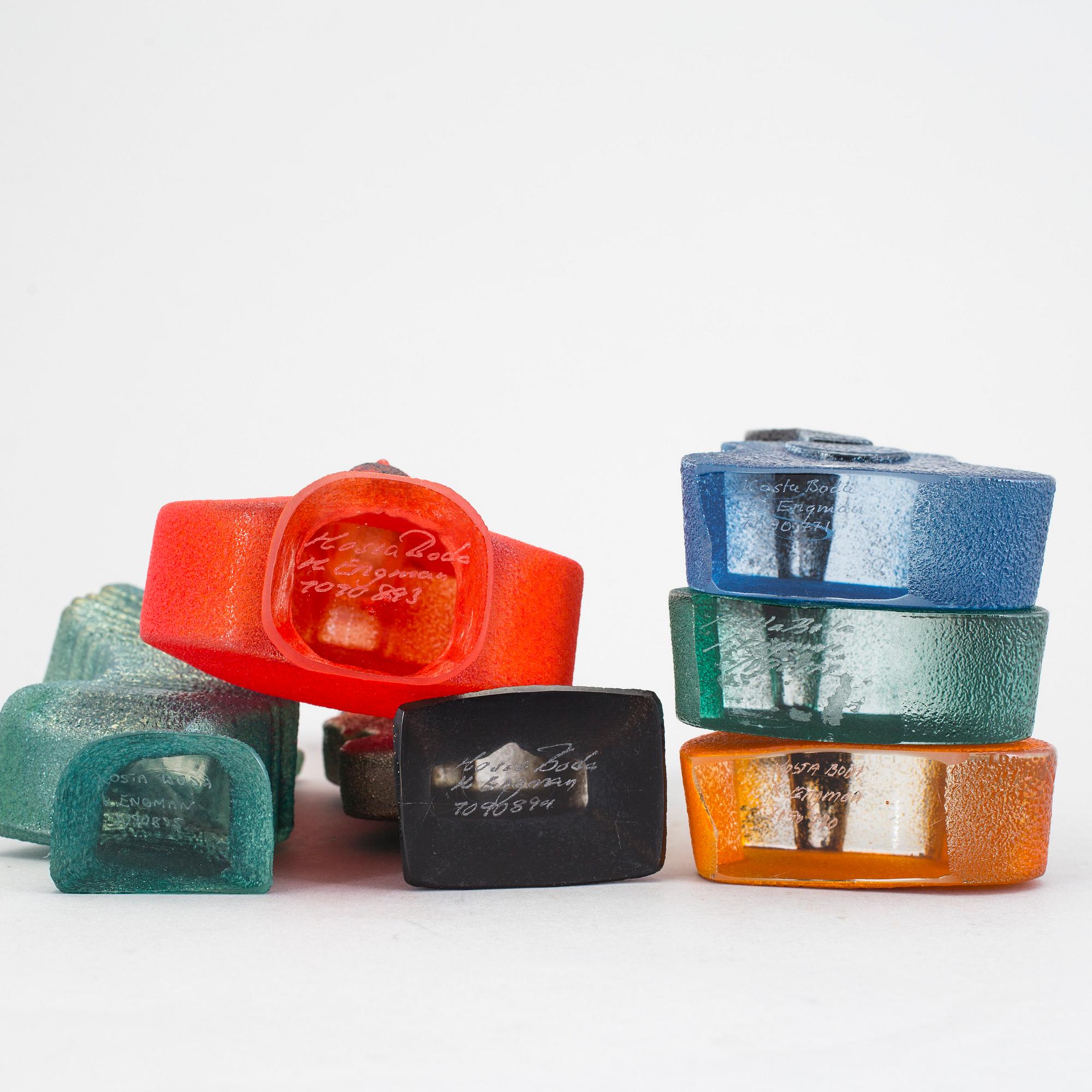 KJELL ENGMAN, 6 glass sculptures "The Band", Kosta Boda.