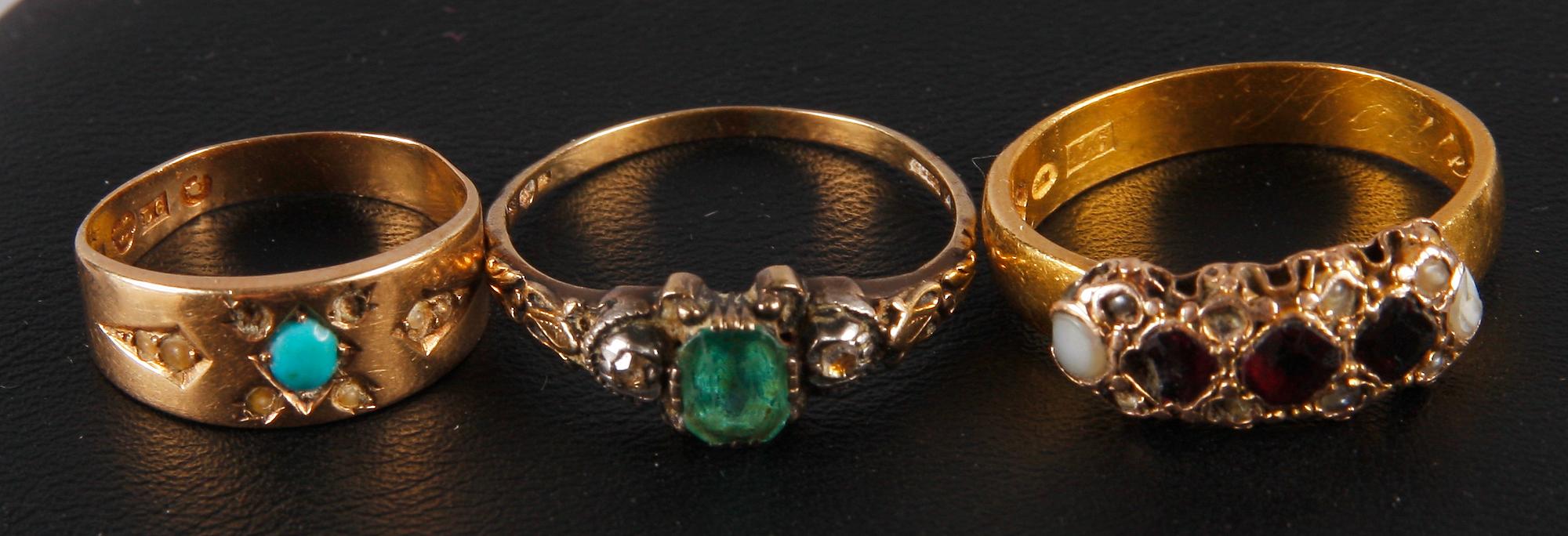 RINGAR, 5 st, guld 18-23 K, 1889-1962. tot ca 27 g.