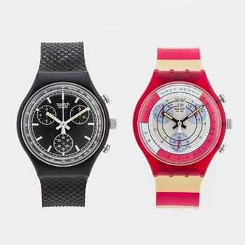 SWATCH, Chrono x 2 pcs. chronograph, wristwatch, 37,3 mm,