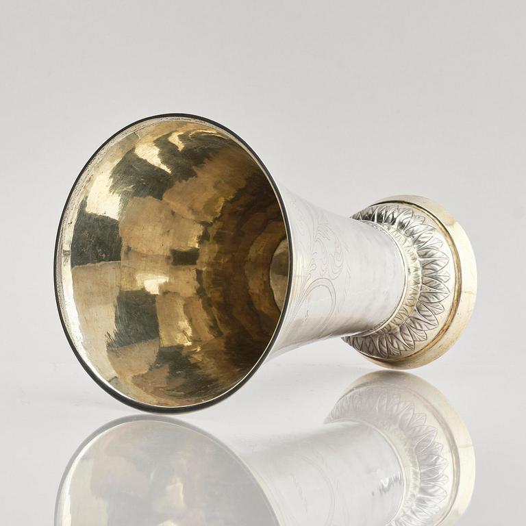 A Swedish 19th century parcel-gilt silver beaker, mark of Johan Ferdinand Grönqvist, Östhammar 1837.