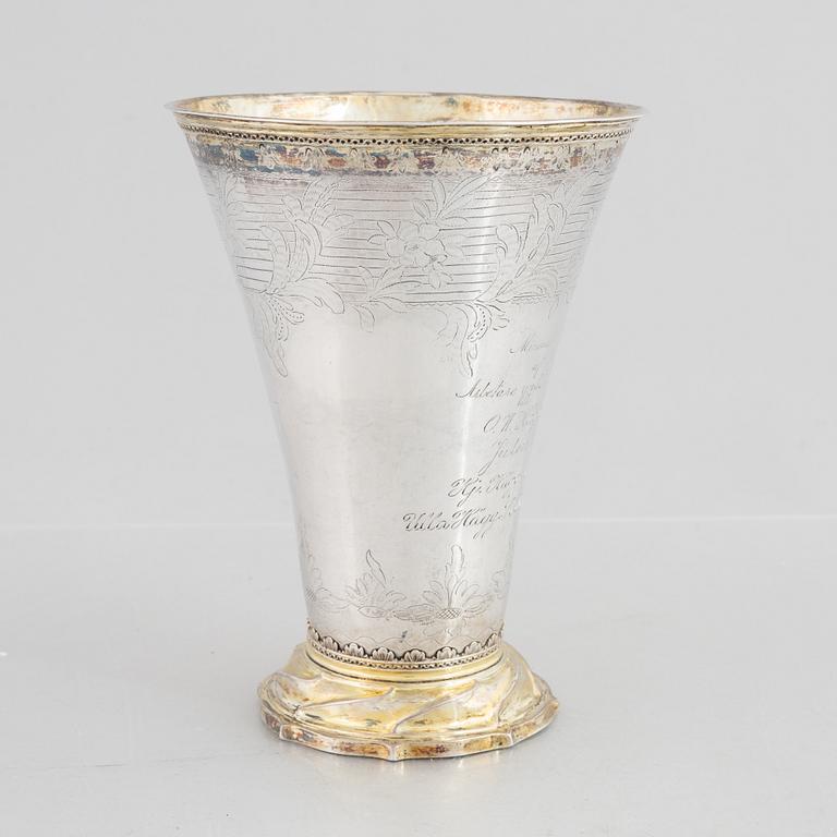 A Swedish parcel-gilt silver beaker, mark of Nils Grubb, Hudiksvall 1781.