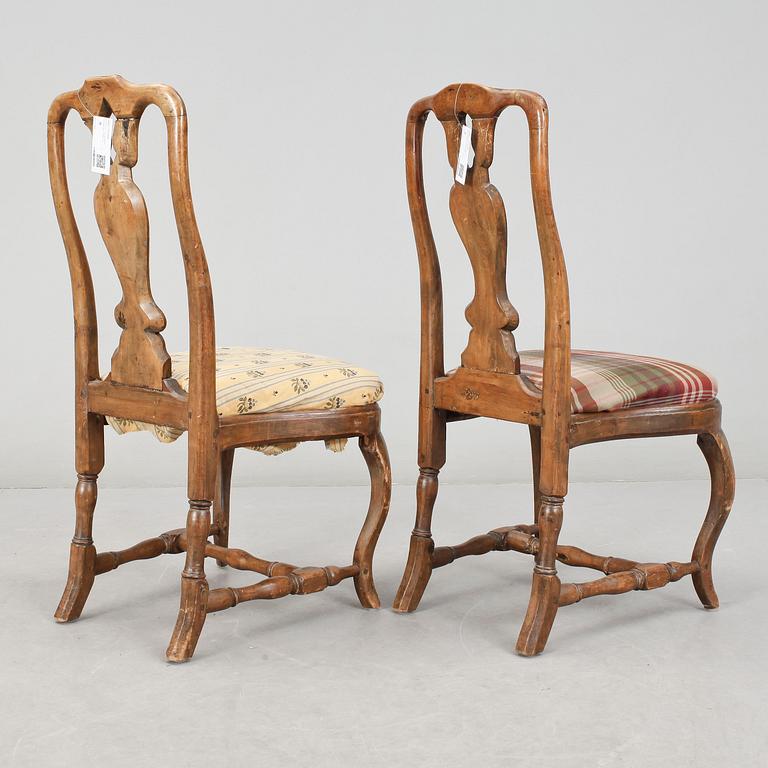 STOLAR, 2 st snarlika, senbarock, 1700-tal.