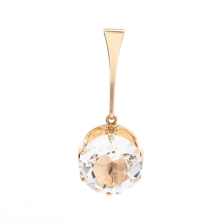 Elis Kauppi, A 14K gold pendant with a rock crystal. Kupittaan kulta, Turku 1966.