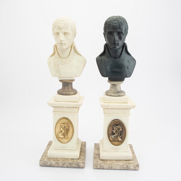 A pair of modern plaster statues of Napoleon.