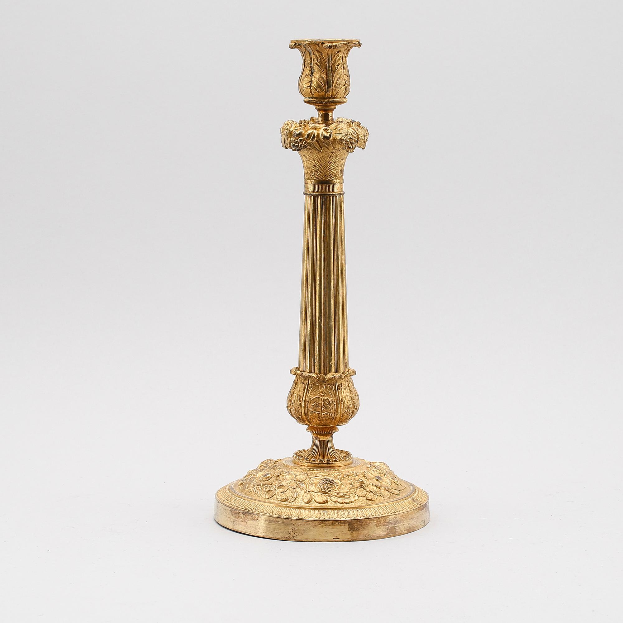 LJUSSTAKE, förgylld brons, empire, 1800-talets första hälft.