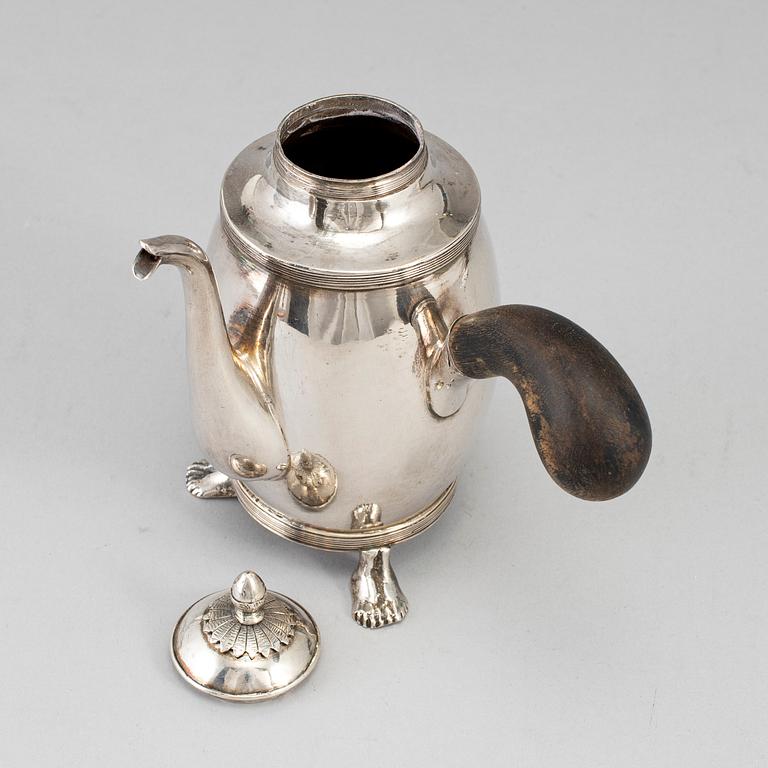A Swedish early 19th century silver coffee-pot, mark of Daniel Hallman, Stockholm 1815.