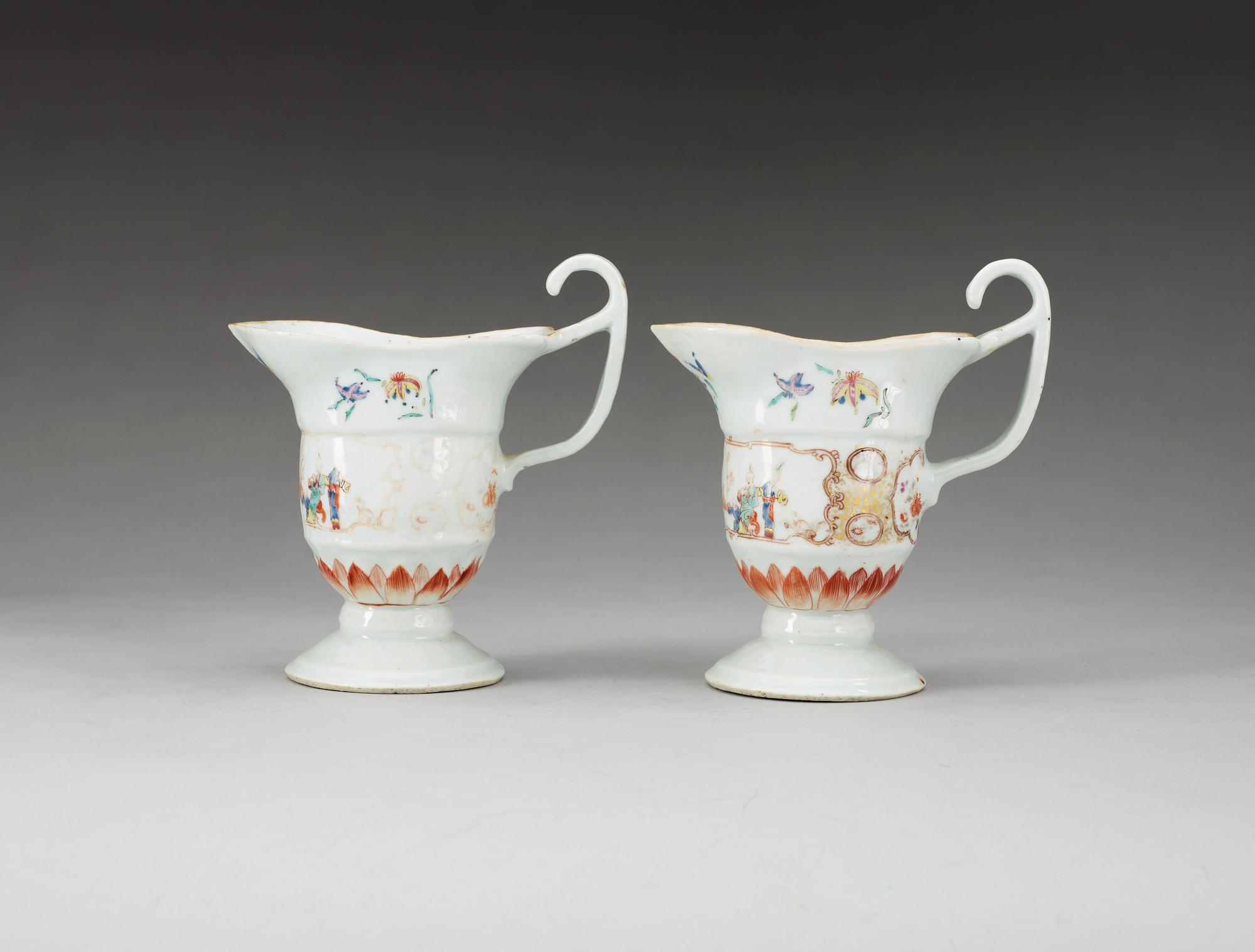KANNOR, ett par, kompaniporslin. Qing dynastin, Qianlong (1736-95).