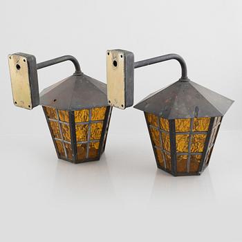 Outdoor lighting, three lamps, likely 1970s.