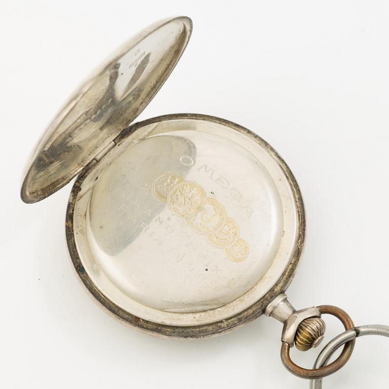 Omega, pocket watch, hunting case, "Red Twelve", 51 mm.