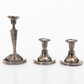 Candlesticks, 3 pcs, silver, Markströms Guldsmeds AB, 1961 and 1976.