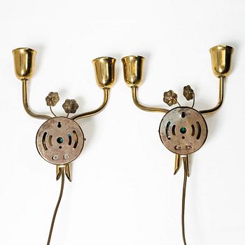 A pair of Scandinavian Modern wall lamps, 1940s.