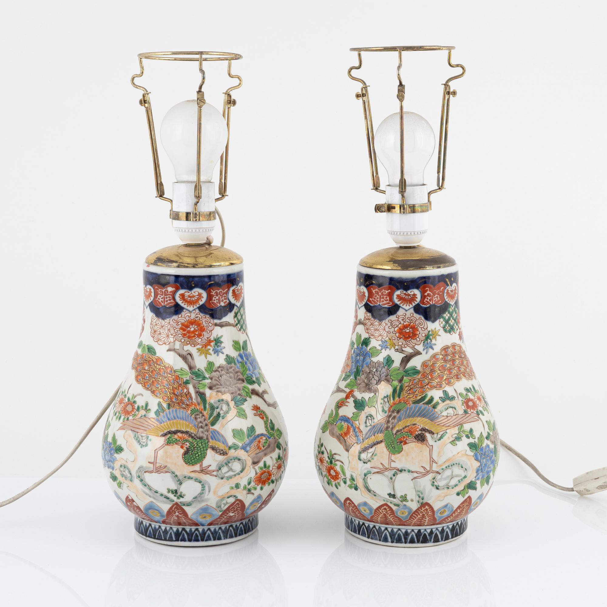A pair of Japanese vases/table lamps,19th cetnury.