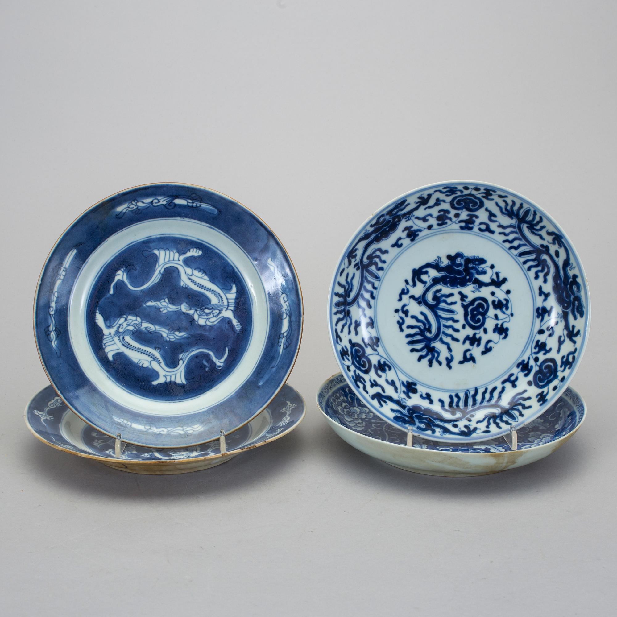 TALLRIKAR, 4 st, porslin, Kina, Kangxistil, 1800-tal.