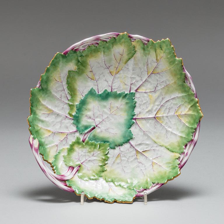 A set of three leaf shaped Berlin dishes, circa 1775.