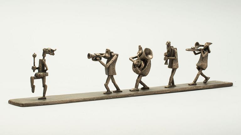 YNGVE LUNDELL, skulptur, brons, "optimistorkestern", signerad.
