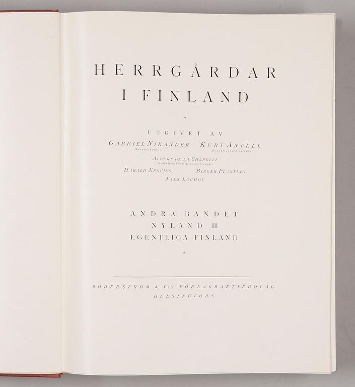 BÖCKER, 3 st, Herrgårdar i Finland, Söderstöms & Co Förlagsaktiebolag, Helsingfors 1928-29.