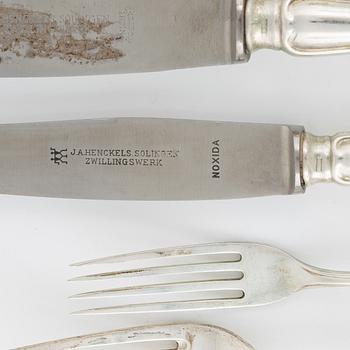 Bestick, silver, 53 delar. Chippendale, Harald Linder, Uddevalla, 1928.