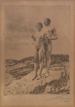 Anders Zorn, a signed etching form 1916.